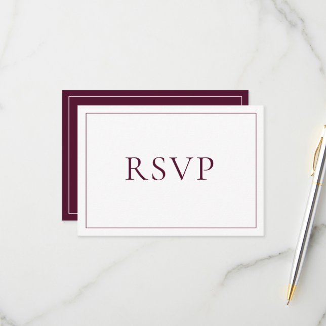 RSVP de Script Clássico Elegante Burgundy (Frente/Verso In Situ)