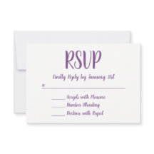 RSVP de Script de Fonte Feita à Mão Roxo e Branco