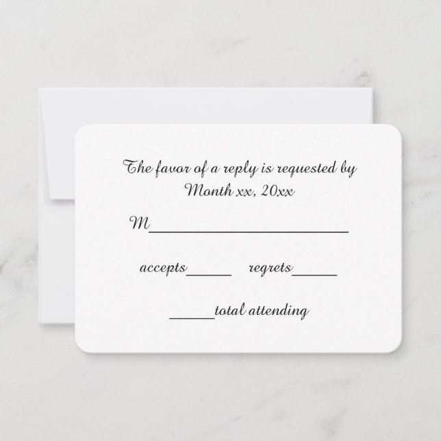 RSVP de Script de Placas de Resposta para Casament (Frente)