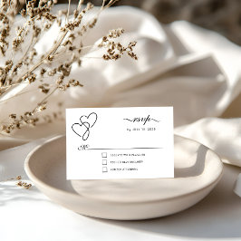 RSVP de Script Elegante de Dois Corações