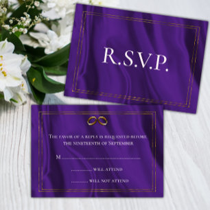 RSVP de Seda Roxa e Casamento Dourado