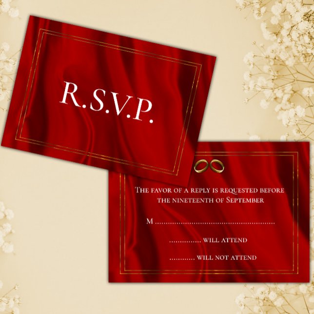 RSVP de Seda Vermelha e Casamento Dourado (Criador carregado)