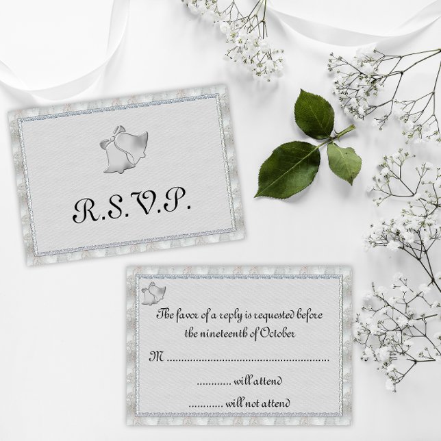RSVP de Sinais de Casamento Silver Elegante (Criador carregado)