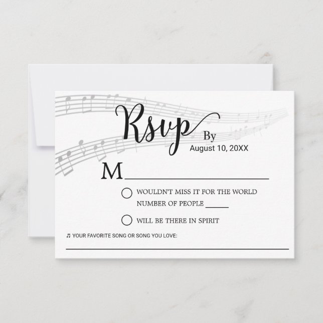 RSVP de Solicitação de Música Casada Elegante (Frente)