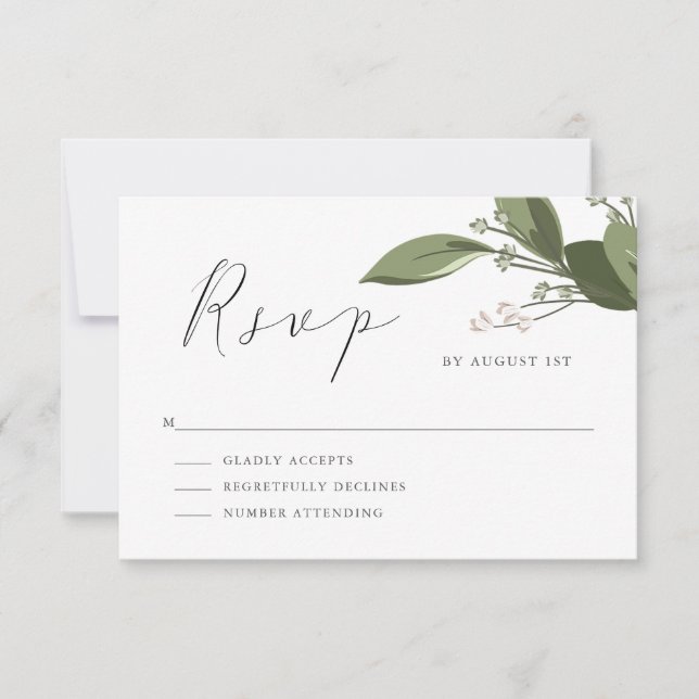 RSVP de Sprigs Blushing com fundo rosa (Frente)