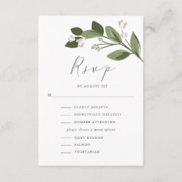 RSVP de Sprigs Blushing com menu e retorno rosa