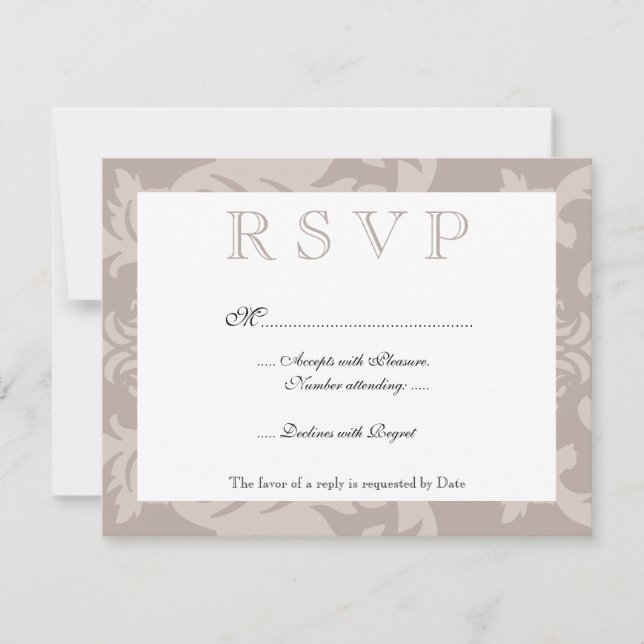 RSVP de Taupe do Damask Simples (Frente)