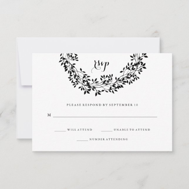 RSVP de Terra Botânica Russa Preta e Branca (Frente)