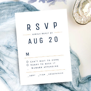 RSVP de Tipografia Simples Chic marinho Azul Moder