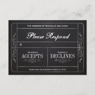 RSVP de Tíquete do Casamento vintage de quadro cha
