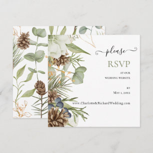 RSVP de Website de Casamento de Pinecones Botânico