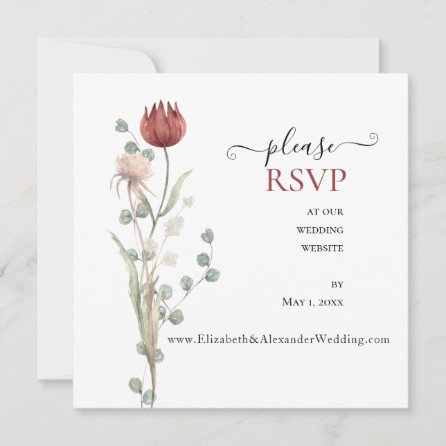 RSVP de Website de Casamento Floral Primavera (Frente)