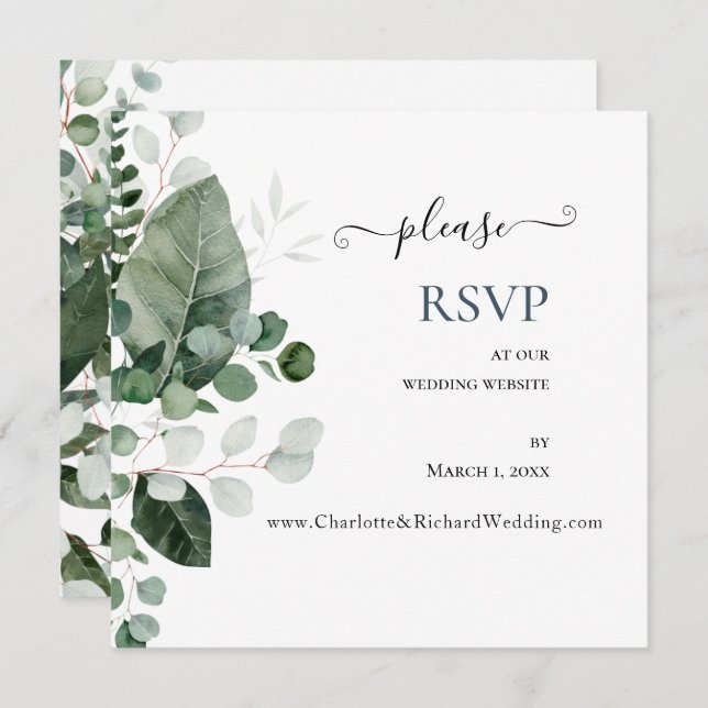 RSVP de Website de Casamento GREENERY primavera BE (Frente/Verso)