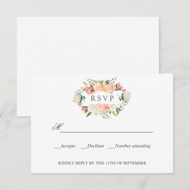 RSVP de WEDDING Botânico Cor-de-Rosa de-Pêssego Bl (Frente/Verso)