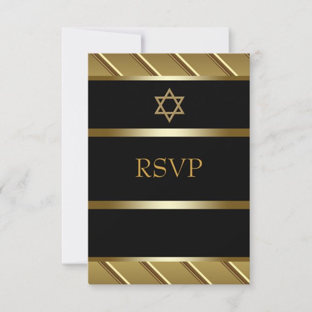 RSVP do Bar Negro e Dourado Mitzvah (Frente)