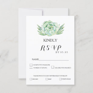 rsvp do casamento do succulent do celadon da