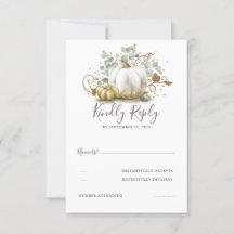 RSVP do Casamento outono Pumpkins branco e Dourado