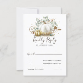 RSVP do Casamento outono Pumpkins branco e Dourado
