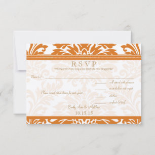 RSVP do Casamento tema damasco de Feira e Coral do