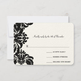 RSVP do Casamento tema damasco Negro