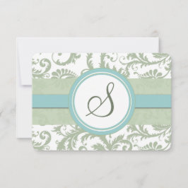 RSVP do Casamento tema damasco Sage Green e Aqua