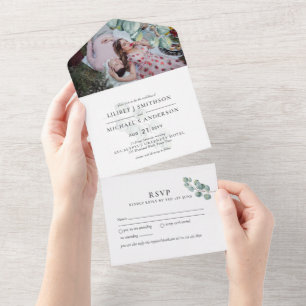 RSVP do Convite de casamento PHOTO Eucalyptus Gree