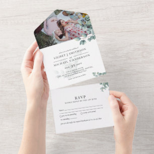 RSVP do Convite de casamento PHOTO Eucalyptus Gree