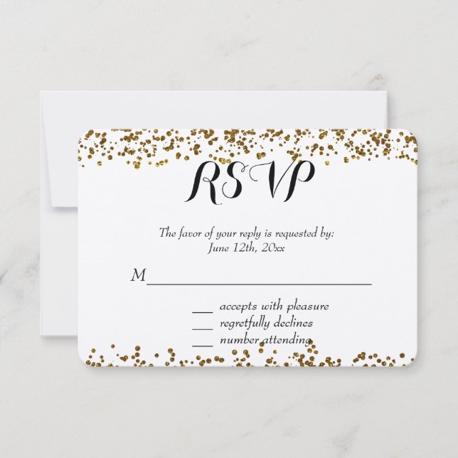 RSVP do Glitter Confetti de Bling Dourado (Frente)