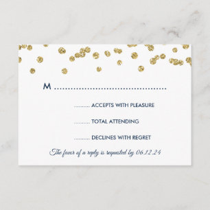 RSVP do Marinho de Casamento de Confetti com Faux 