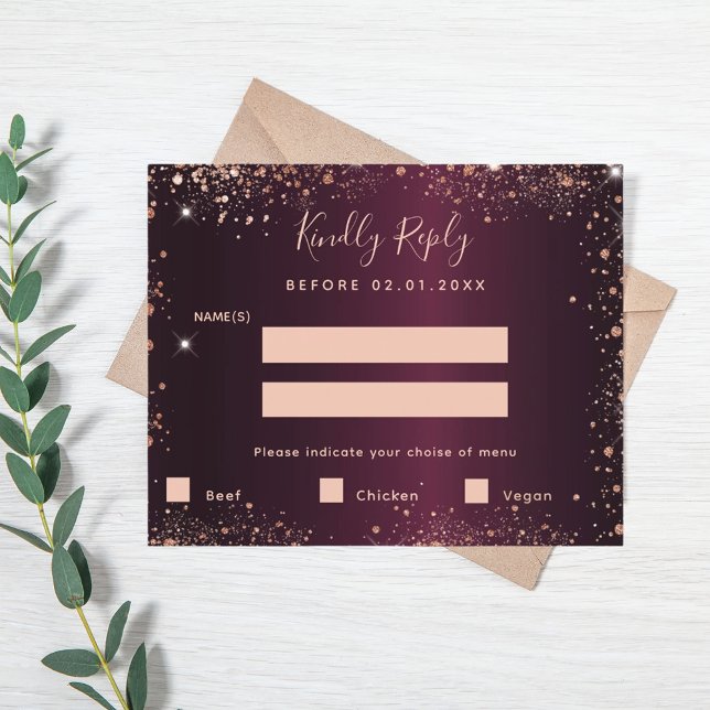 RSVP do menu brilhante rosa dourado (Criador carregado)