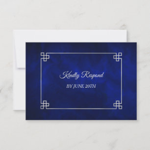 RSVP do Menu de Casamento de Frame de Prata Azul E