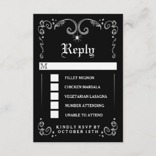 RSVP do MENU preto branco preto Halloween 3,5x5