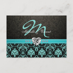 RSVP do Monograma Azul Aqua e Negro