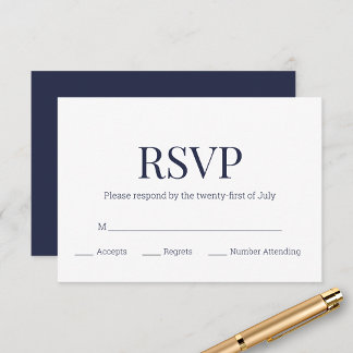 RSVP do Monograma Branco Azul do Marinho Moderno