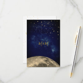RSVP do Monograma Dourado Azul Céu Lua e Noite