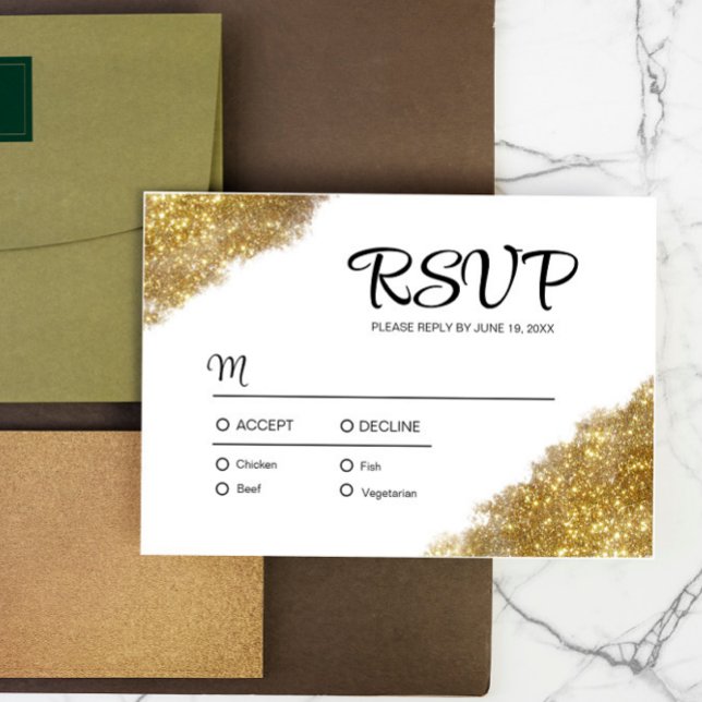 RSVP do Noivado de Casamento Glitter Dourado (Criador carregado)
