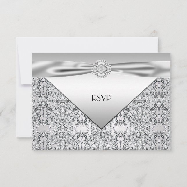 RSVP do Partido do Casamento Silver Elegante (Frente)