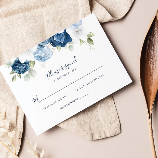 RSVP do Script Floral Floral Azul Dusty (Criador carregado)