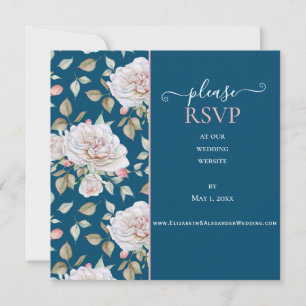 RSVP do Site de Casamento Azul - Rosa Branca Român