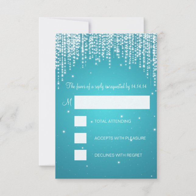 RSVP Doce 16 Festas Noite de Dazzle Turquoise (Frente)