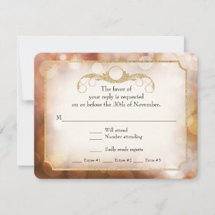 RSVP Dourada de brilho de brilho moderno