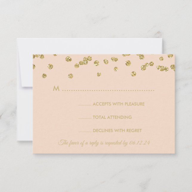 RSVP Dourada Faux Glitter Confetti Blush Rosa (Frente)