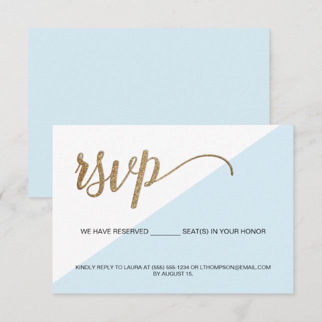 RSVP Dourado Azul Sem envio de convite para o asse (Frente/Verso)