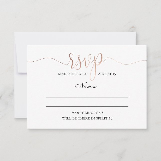 RSVP dourado. Casamento simples moderno. Minimalis (Frente)