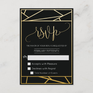 RSVP Dourado de Faux Geométrico Moderno
