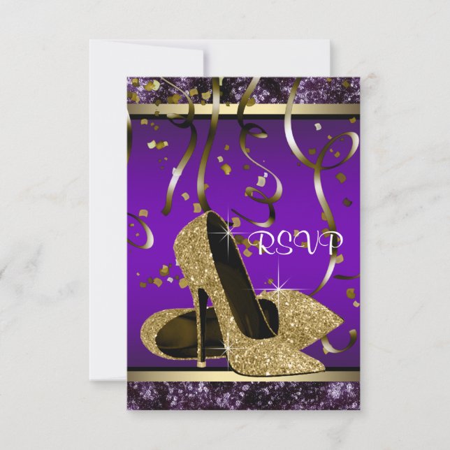 RSVP Dourado Elegante Roxo e Dourado (Frente)