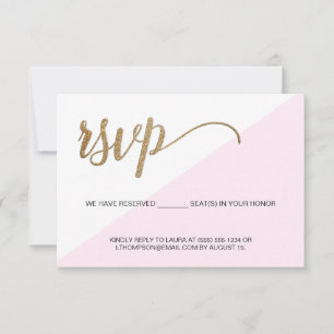 RSVP Dourado Rosa Moderno sem enviar Sessão Reserv