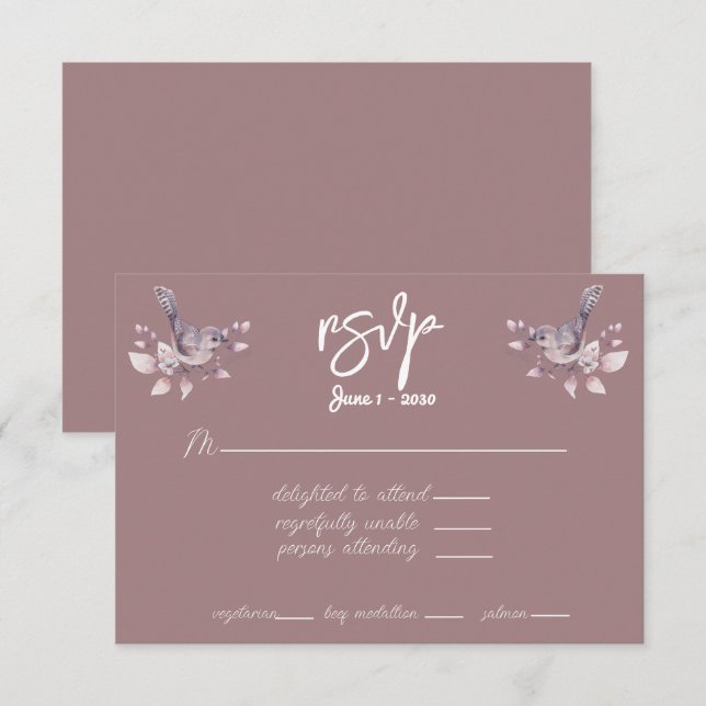 RSVP Dusty Burgundy Watercolor (Frente/Verso)