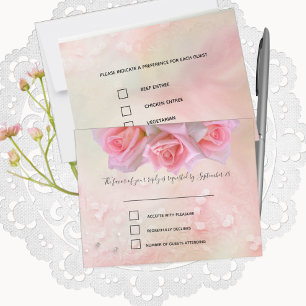 RSVP e Menu de Casamento de Rosas Rosa Perfeitas