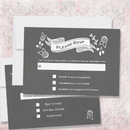 RSVP e Menu do Estilo de Chalé de Cinza de Slate